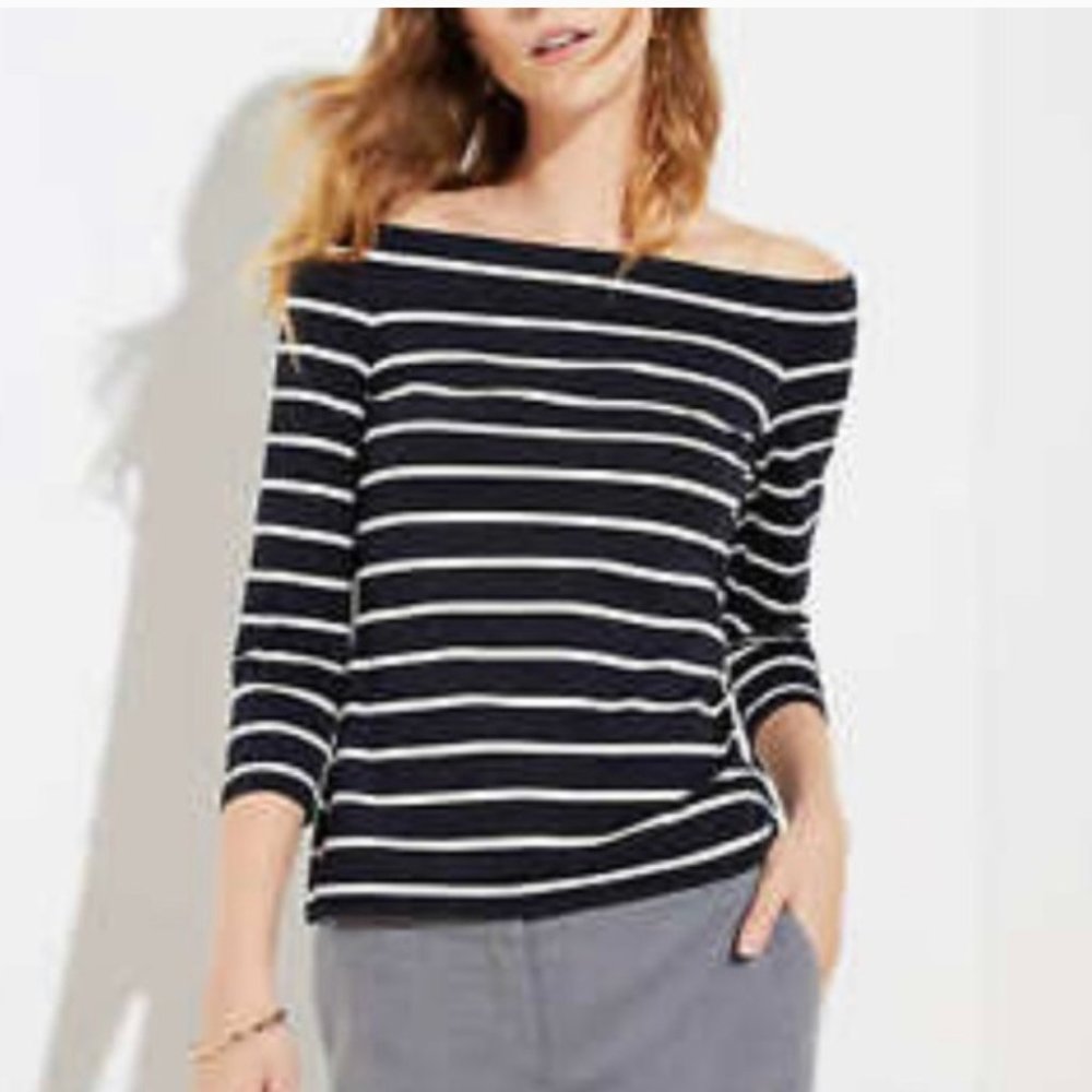 Ann Taylor LOFT Striped off-the-shoulder top